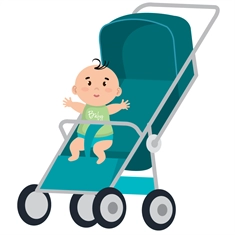Baby Shower Baby in Stroller or Pram Transparent Sticker